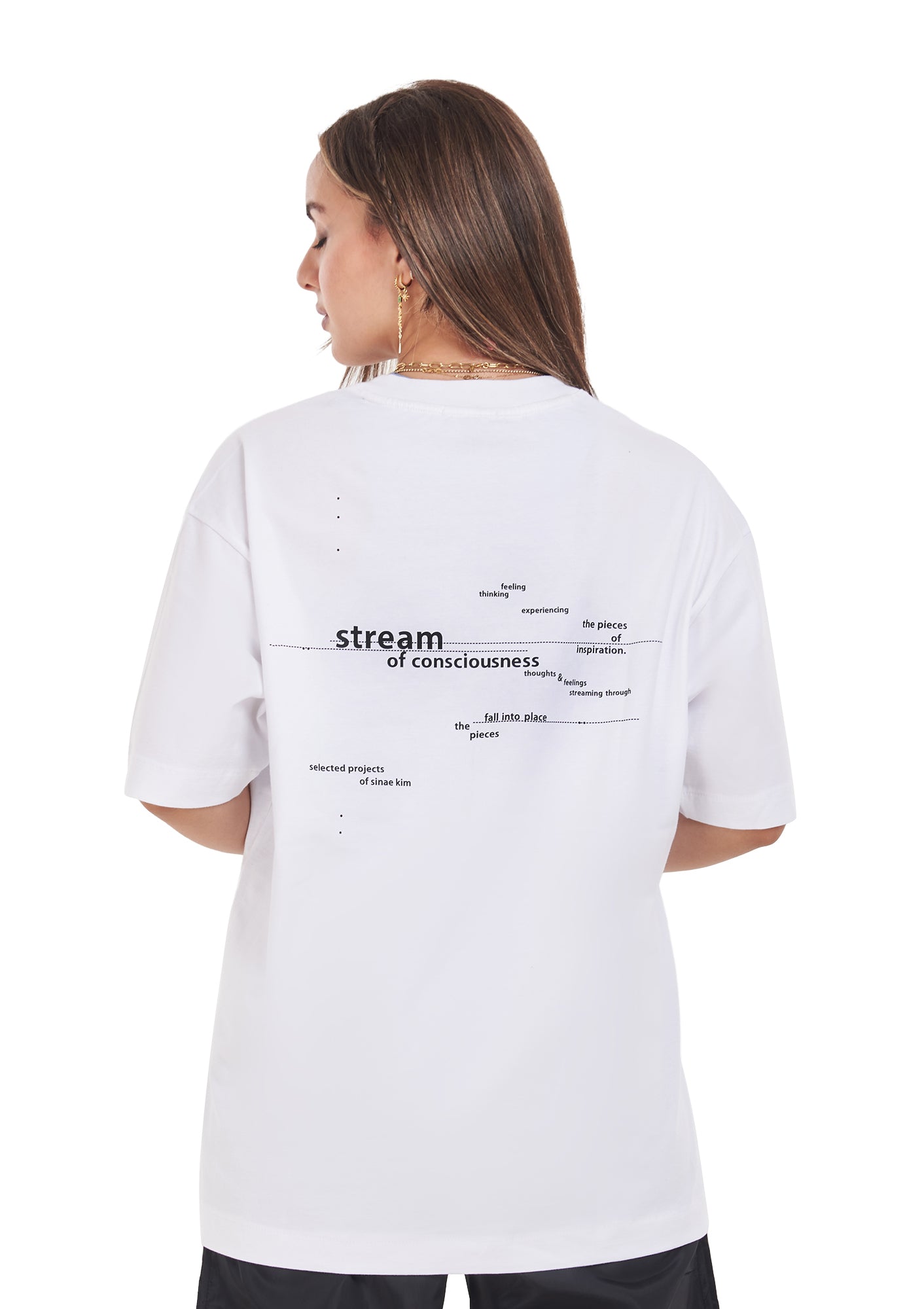 Stream tee  Oversized printed White T-shirt for Her